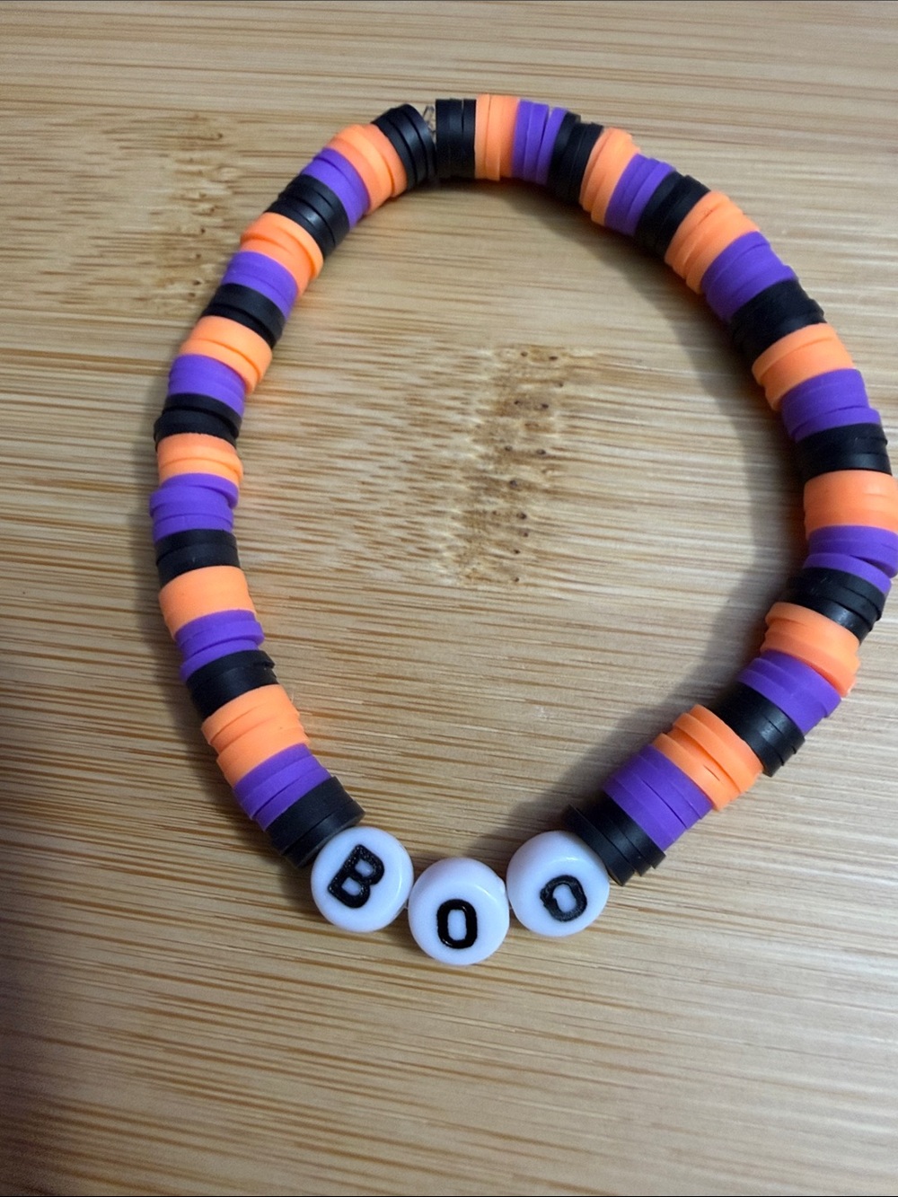 BOO Beaded Stretch Bracelet — Orange, Purple & Black